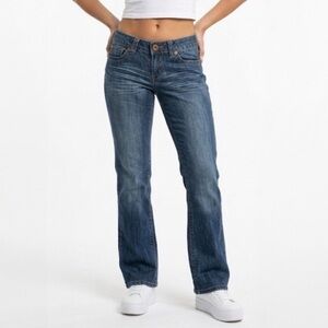 MAKERS of TRUE ORIGINALS Jean 27 Dark Wash Denim Bootcut Low Rise Y2K 90’s Flare